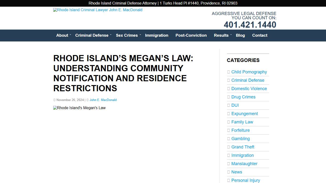 Rhode Island's Megan's Law: Understanding Community Notification and Residence Restrictions