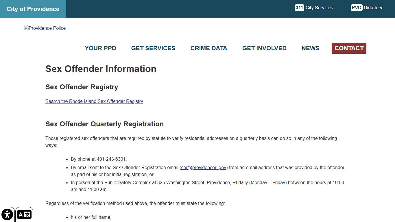 Sex Offender Information - Providence Police Department