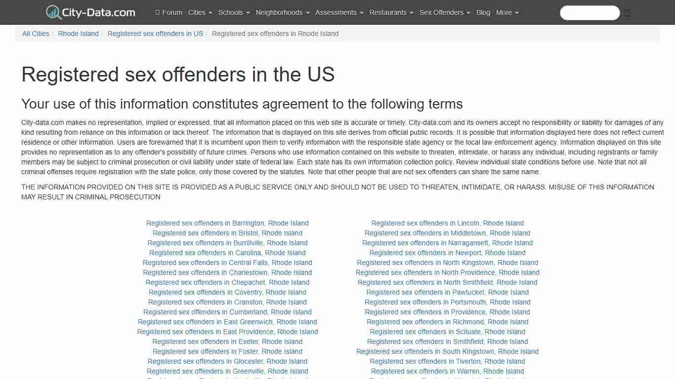 Registered sex offenders in Rhode Island