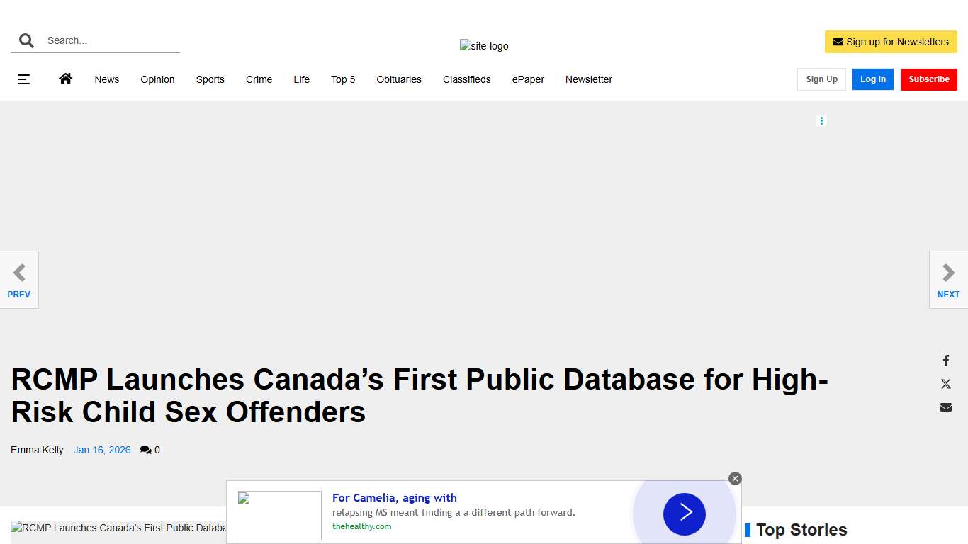 RCMP Launches Canada’s First Public Database for High-Risk Child Sex Offenders | The Thompson News | winnipegsun.com